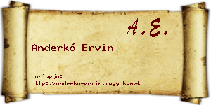 Anderkó Ervin névjegykártya