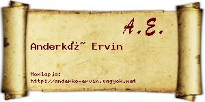 Anderkó Ervin névjegykártya